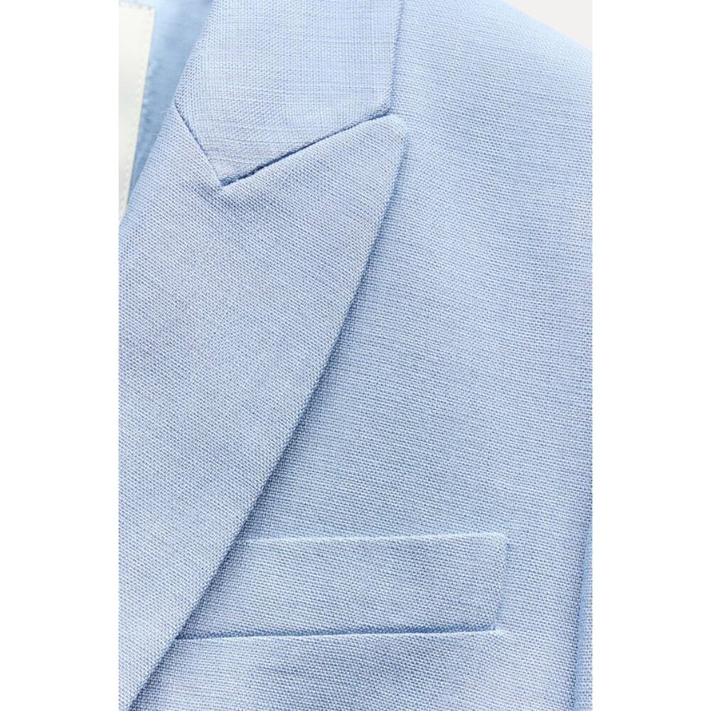 NWT ZARA ZW COLLECTION LIGHT BLUE BUTTONED TAILORED JACKET, SIZE: Small - Picture 8 of 13